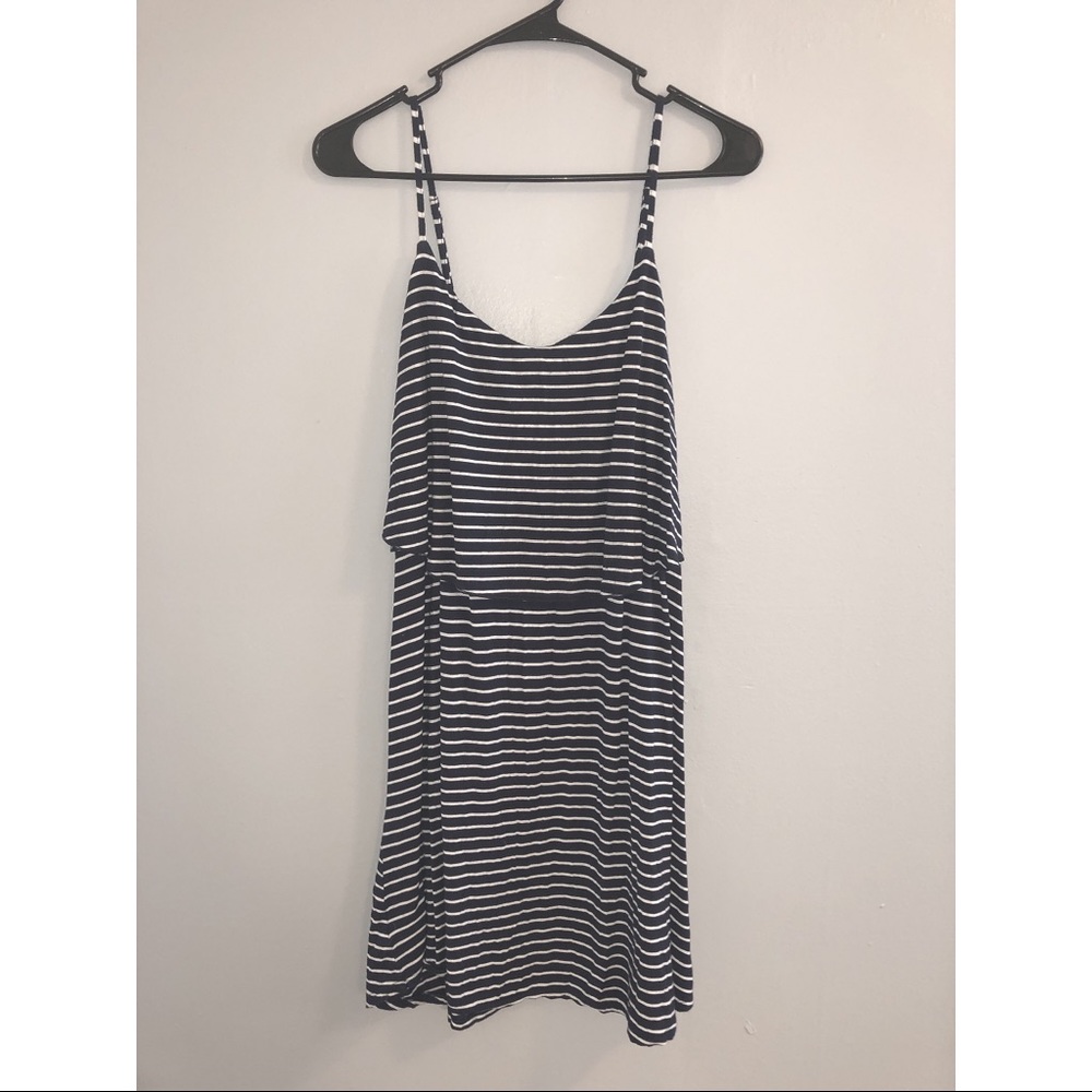 Navy/white striped dress with keyhole back